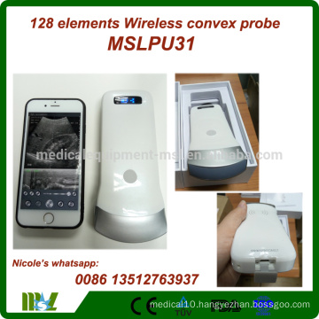 New&High tech 128 elements 3.5MHz/7.5MHz wireless ultrasound probe/wireless ultrasound worked with Iphone/Ipad/Table MSLPU31i